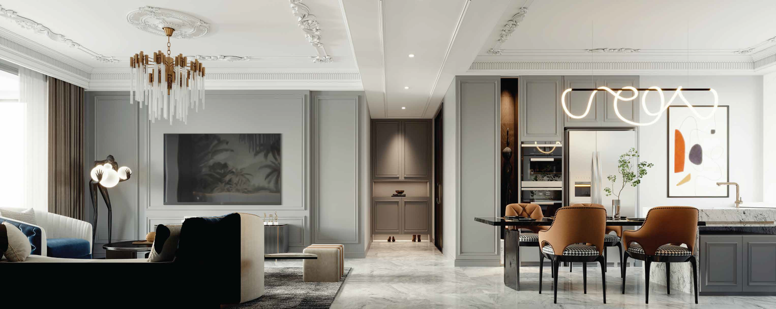 Luxury dining and kitchen interior at TVS Cascadia